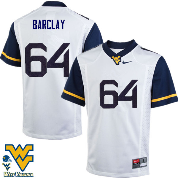 NCAA Men's Don Barclay West Virginia Mountaineers White #64 Nike Stitched Football College Authentic Jersey JN23I82QP